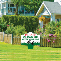 Please Clean Up After Your Dog Yard Sign 10”x14” - Rust-free Aluminum Clean Up Sign for Lawn, No Pooping Dog Yard Sign with Integrated Stake