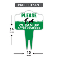 Please Clean Up After Your Dog Yard Sign 10”x14” - Rust-free Aluminum Clean Up Sign for Lawn, No Pooping Dog Yard Sign with Integrated Stake