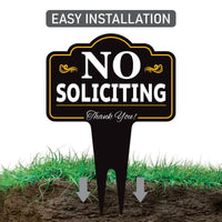 No Soliciting Yard Sign 10” x 14” - Rust-free Aluminum No Solicitors Sign for Lawn, Non-Soliciting Yard Sign with Integrated Stake