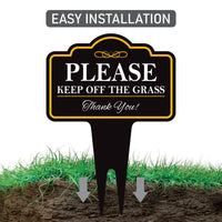 Stay Off Grass Yard Sign 10” x 14” - Rust-free Aluminum Off Grass Sign for Lawn, Please Keep Off The Grass Yard Sign with Integrated Stake