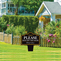 Stay Off Grass Yard Sign 10” x 14” - Rust-free Aluminum Off Grass Sign for Lawn, Please Keep Off The Grass Yard Sign with Integrated Stake