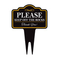 Please Keep Off The Rocks Yard Sign 10” x 14” - Rust-free Aluminum Off Rocks Sign for Lawn, Stay Off Rocks Yard Sign with Integrated Stake