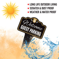 Guest Parking Only Yard Sign 10” x 14” - Rust-free Aluminum Guest Parking Sign for Lawn, Parking Yard Sign with Integrated Stake