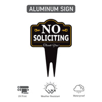 No Soliciting Yard Sign 10” x 14” - Rust-free Aluminum No Solicitors Sign for Lawn, Non-Soliciting Yard Sign with Integrated Stake