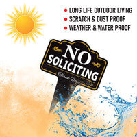 No Soliciting Yard Sign 10” x 14” - Rust-free Aluminum No Solicitors Sign for Lawn, Non-Soliciting Yard Sign with Integrated Stake