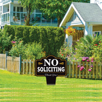 No Soliciting Yard Sign 10” x 14” - Rust-free Aluminum No Solicitors Sign for Lawn, Non-Soliciting Yard Sign with Integrated Stake