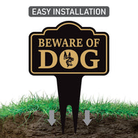 Beware of Dog Yard Sign 10” x 14” - Rust-free Aluminum Home Security Sign for Lawn, Not Responsible Warning Dog Sign with Integrated Stake