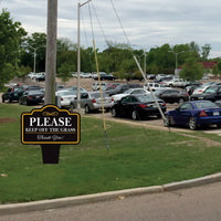 Stay Off Grass Yard Sign 10” x 14” - Rust-free Aluminum Off Grass Sign for Lawn, Please Keep Off The Grass Yard Sign with Integrated Stake