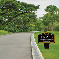 Stay Off Grass Yard Sign 10” x 14” - Rust-free Aluminum Off Grass Sign for Lawn, Please Keep Off The Grass Yard Sign with Integrated Stake