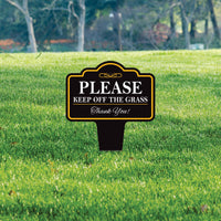 Stay Off Grass Yard Sign 10” x 14” - Rust-free Aluminum Off Grass Sign for Lawn, Please Keep Off The Grass Yard Sign with Integrated Stake