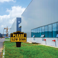 Please Slow Down Yard Sign 10” x 14” - Rust-free Aluminum Slow Down Sign for Lawn, Please Slow Down Sign with Integrated Stake
