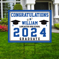 Custom Graduation Yard Sign 2024 - Coroplast Grad Sign, Class of 2024 Sign, High School College Graduation 2024 Yard Sign with Metal H-Stake
