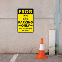 Frog Parking Only Aluminum Sign - Novelty Rust Free Aluminum Sign Decor, Weather/Fade Resistant, Easy Mounting Parking Only Metal Sign