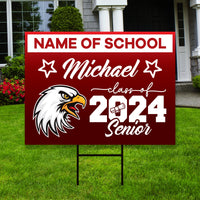 Personalized Graduation Yard Sign 2024 with Mascot 2024 Senior Grad Sign, Class of 2024, Custom Graduation 2024 Yard Sign with Metal H-Stake