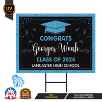 Personalized Graduation Yard Sign 2024 - Coroplast Grad Sign, Class of 2024 Sign, Custom Graduation 2024 Yard Sign with Metal H-Stake