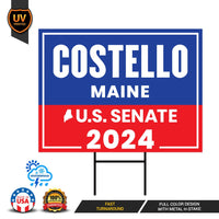a sign that says costello maine and the us senate