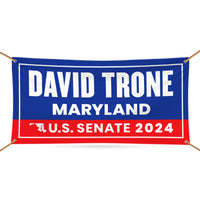 a blue and red banner with the name of the president of the united states