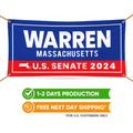a banner with the words warren massachusetts sits next to a free next day shipping