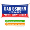 a banner with the text dan osborn, nebraska, u s senate, and