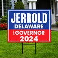 Jerrold Price For Delaware Governor Yard Sign - Coroplast 2024 Governor Elections Race Red White & Blue Yard Sign with Metal H-Stake