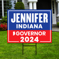 a political yard sign in front of a house
