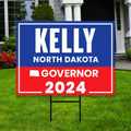 Kelly Armstrong For North Dakota Governor Yard Sign - Coroplast 2024 Governor Elections Race Red White & Blue Yard Sign with Metal H-Stake