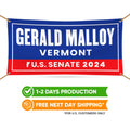 a banner with the words gerald malloy vermont on it