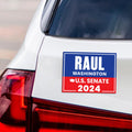 a bumper sticker on the back of a car