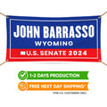 a banner with the name of a political campaign