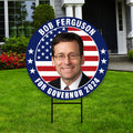 Bob Ferguson For Washington Governor Yard Sign - Coroplast 2024 Governor Elections Race Red White & Blue Yard Sign with Metal H-Stake