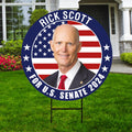 Rick Scott US Senate Yard Sign - Coroplast US Senate Election Florida 2024 Race Red White & Blue Yard Sign with Metal H-Stake