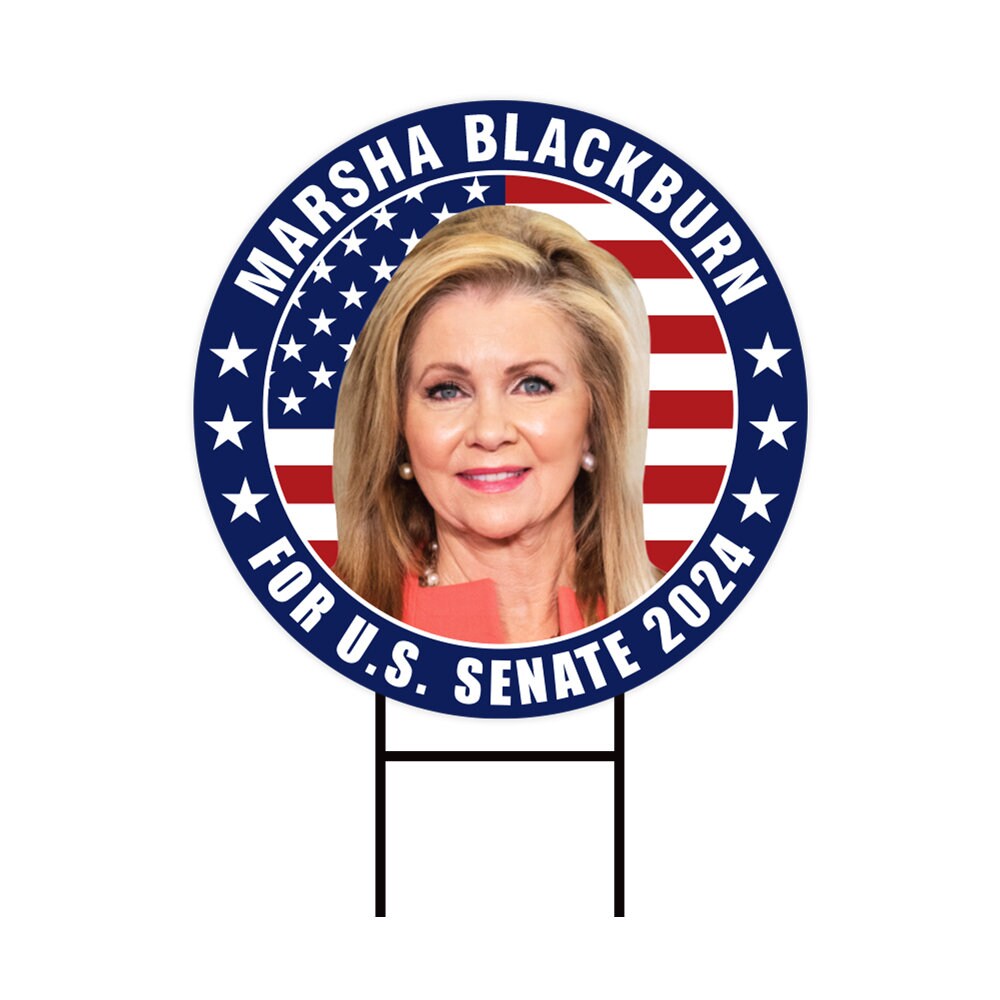 Marsha Blackburn US Senate Yard Sign - Coroplast US Senate Election Tennessee 2024 Race Red White & Blue Yard Sign with Metal H-Stake