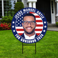 Jesús Manuel Ortiz For Puerto Rico Governor Yard Sign - Coroplast 2024 Governor Elections Race Red White & Blue Yard Sign with Metal H-Stake