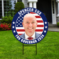 Spencer Cox For Utah Governor Yard Sign - Coroplast 2024 Governor Elections Race Red White & Blue Yard Sign with Metal H-Stake