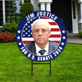 Jim Justice US Senate Yard Sign - Coroplast US Senate Election West Virginia 2024 Race Red White & Blue Yard Sign with Metal H-Stake