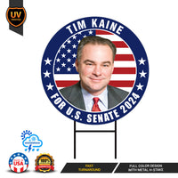Tim Kaine US Senate Yard Sign - Coroplast US Senate Election Virginia 2024 Race Red White & Blue Yard Sign with Metal H-Stake