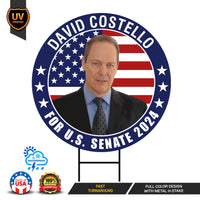 David Costello US Senate Yard Sign - Coroplast US Senate Election Maine 2024 Race Red White & Blue Yard Sign with Metal H-Stake