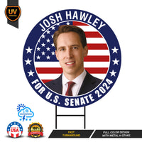 Josh Hawley US Senate Yard Sign - Coroplast US Senate Election Missouri 2024 Race Red White & Blue Yard Sign with Metal H-Stake
