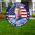 Tim Sheehy US Senate Yard Sign - Coroplast US Senate Election Montana 2024 Race Red White & Blue Yard Sign with Metal H-Stake