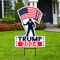 Trump 2024 Yard Sign - Coroplast American Flag Donald Trump For President 2024 Take America Back Yard Sign with Metal H-Stake
