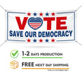 Vote Blue Save Democracy Banner Sign, 13 Oz Waterproof Vote Democrat Banner, Vote Blue. For President 2024 Banner With Metal Grommets