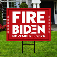Fire Biden 2024 Yard Sign - Coroplast Anti Biden Sign, Election 2024, Fire Biden Lawn Sign with Metal H-Stake
