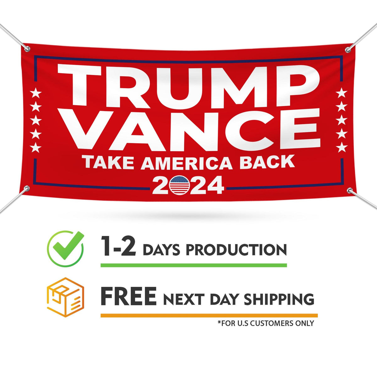 Trump Vance 2024 Banner – 240x50 Cm Groß, Aus Wetterfestem Polyester, Mit Aufhängeseil
