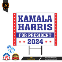 Kamala Harris 2024 Yard Sign - Coroplast Kamala Harris For President 2024 Lawn Sign, 2024 President Election Harris Signs with Metal H-Stake