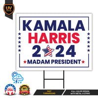 Kamala Harris 2024 Yard Sign - Coroplast Kamala Harris For President 2024 Lawn Sign, 2024 President Election Harris Signs with Metal H-Stake