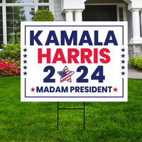 Kamala Harris 2024 Yard Sign - Coroplast Kamala Harris For President 2024 Lawn Sign, 2024 President Election Harris Signs with Metal H-Stake