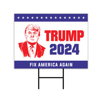 Fix America Again Trump 2024 Yard Sign - Coroplast Donald Trump For President 2024 Take America Back Yard Sign with Metal H-Stake