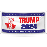 Fix America Again Trump 2024 Banner Sign, 13 Oz Heavy Duty Trump For President 2024 Take America Back Vinyl Banner with Metal Grommets