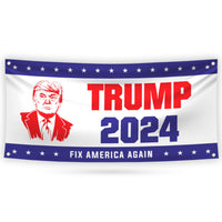 Fix America Again Trump 2024 Banner Sign, 13 Oz Heavy Duty Trump For President 2024 Take America Back Vinyl Banner with Metal Grommets