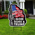 Trump 2024 Yard Sign - Coroplast American Flag Donald Trump For President 2024, God, Guns, Trump Yard Sign with Metal H-Stake